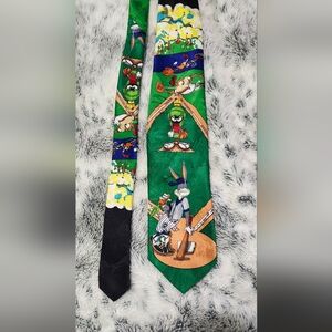 Vintage Baseball Looney Tunes Mania Tie 1993 Bugs Bunny Martian Tax Necktie